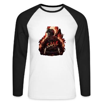 Prêt pour l’action : Fireman, votre héros ! - T-shirt baseball manches longues Homme - blanc/noir - Devant - Nik (191cm)