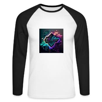 Gamers don't die, they respawn, Gaming Motiv - Unisex Baseballshirt langarm - Weiß/Schwarz - Vorne - Nik (191cm)