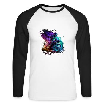 Des pilotes de motocross badass dans des couleurs cool - T-shirt baseball manches longues Homme - blanc/noir - Devant - Nik (191cm)
