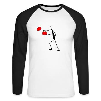 Boxer, Fight, lustiges Design - Unisex Baseballshirt langarm - Weiß/Schwarz - Vorne - Nik (191cm)