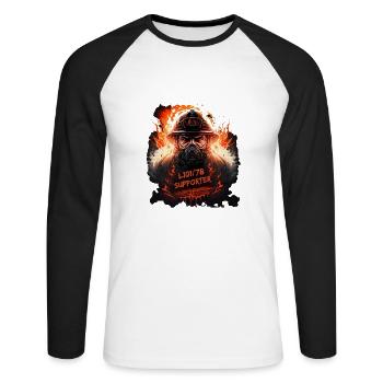 Feuerwehr Support - Unisex Baseballshirt langarm - Weiß/Schwarz - Vorne - Nik (191cm)
