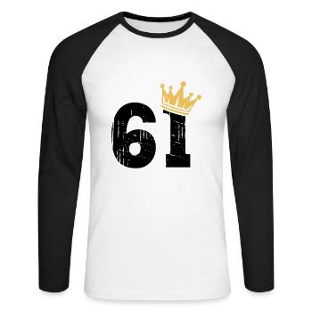 61 Crown 61st birthday 61 years old - Unisex Long Sleeve Baseball T-Shirt - white/black - Front - Nik (191cm)