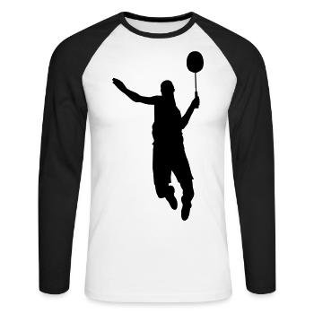 Tennis Badminton Badminton Player Gift - Unisex Long Sleeve Baseball T-Shirt - white/black - Front - Nik (191cm)