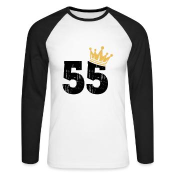 55 Crown 55th Birthday 55 years - Unisex Long Sleeve Baseball T-Shirt - white/black - Front - Nik (191cm)