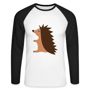 Hérisson - T-shirt baseball manches longues Homme - blanc/noir - Devant - Nik (191cm)
