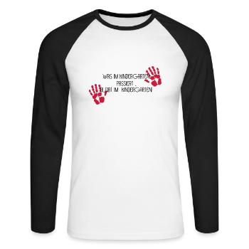 Kindergarten - Unisex Baseballshirt langarm - Weiß/Schwarz - Vorne - Nik (191cm)