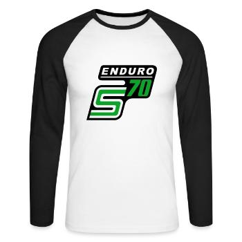 S70 Enduro Logo - T-shirt baseball manches longues Homme - blanc/noir - Devant - Nik (191cm)