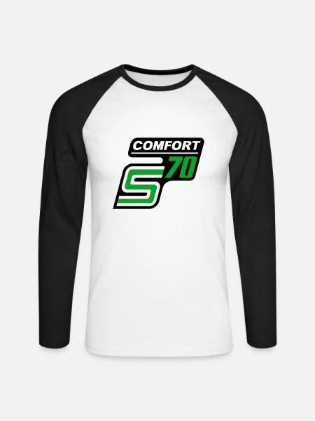 S70 Comfort Logo - Unisex Long Sleeve Baseball T-Shirt - white/black