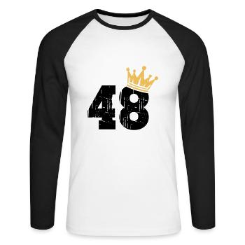 48 Couronne 48e anniversaire 48 ans - T-shirt baseball manches longues Homme - blanc/noir - Devant - Nik (191cm)