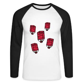 Sky lantern Chinese lantern Sky lantern - Unisex Long Sleeve Baseball T-Shirt - white/black - Front - Nik (191cm)