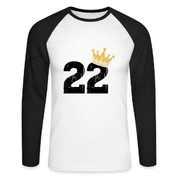 22 Crown 22nd Birthday 22 Years - Unisex Long Sleeve Baseball T-Shirt - white/black - Front - Nik (191cm)