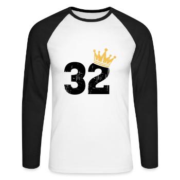 32 Crown 32nd birthday 32 years old - Unisex Long Sleeve Baseball T-Shirt - white/black - Front - Nik (191cm)