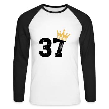 37 Crown 37th birthday 37 years old - Unisex Long Sleeve Baseball T-Shirt - white/black - Front - Nik (191cm)