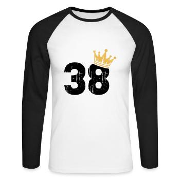38 Crown 38th Birthday 38 years old - Unisex Long Sleeve Baseball T-Shirt - white/black - Front - Nik (191cm)