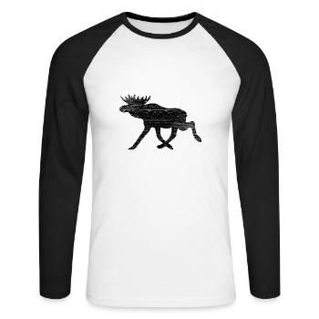 Elch Scandinavie bois rétro vintage - T-shirt baseball manches longues Homme - blanc/noir - Devant - Nik (191cm)
