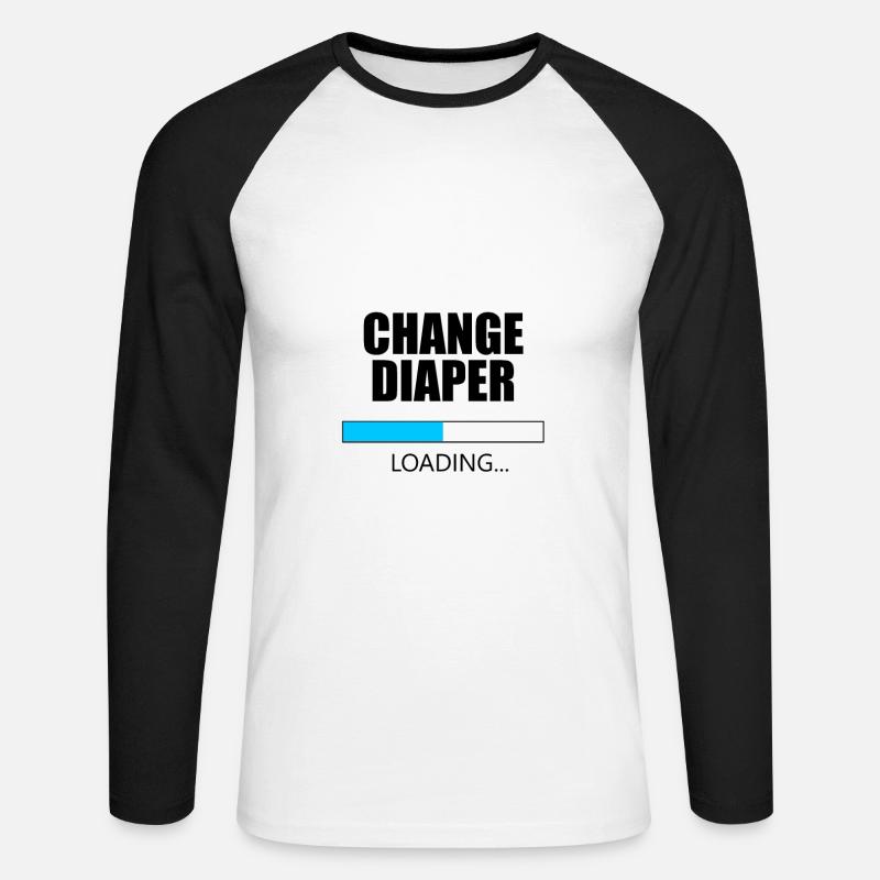 Change Diaper Loading - Unisex Baseballshirt langarm - Weiß/Schwarz