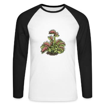 Carnivorous Plant Venus Flytrap - Unisex Long Sleeve Baseball T-Shirt - white/black - Front - Nik (191cm)