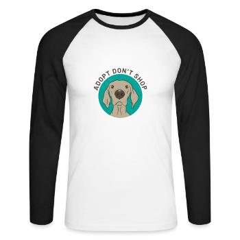 Adopt dont shop - Unisex Long Sleeve Baseball T-Shirt - white/black - Front - Nik (191cm)