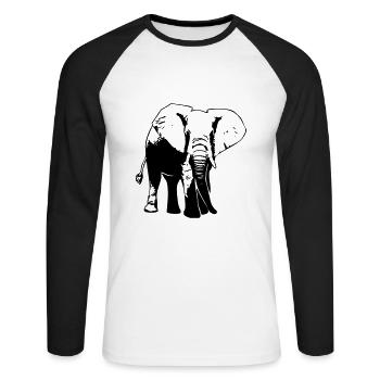 Elefant - Elephant - Unisex Baseballshirt langarm - Weiß/Schwarz - Vorne - Nik (191cm)