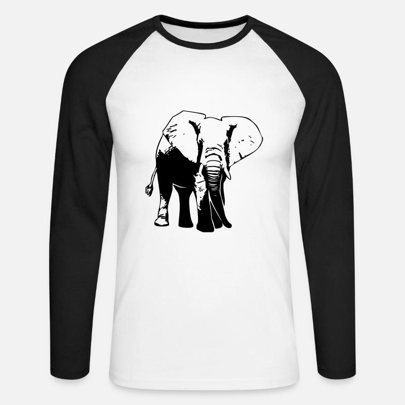 Elefant - Elephant - Unisex Baseballshirt langarm - Weiß/Schwarz