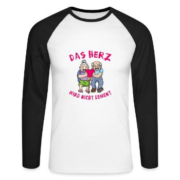 Das Herz Wird Nicht Dement - Unisex Baseballshirt langarm - Weiß/Schwarz - Vorne - Nik (191cm)