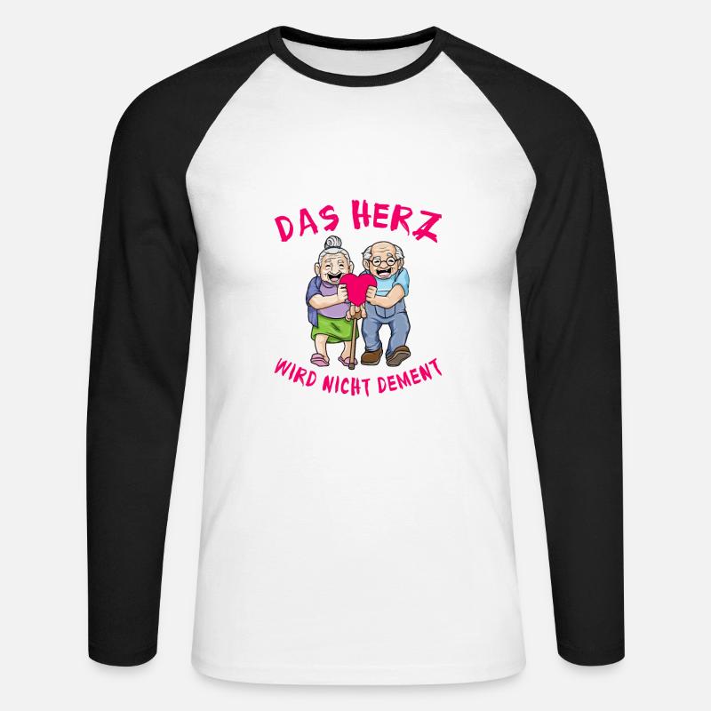 Das Herz Wird Nicht Dement - Unisex Baseballshirt langarm - Weiß/Schwarz