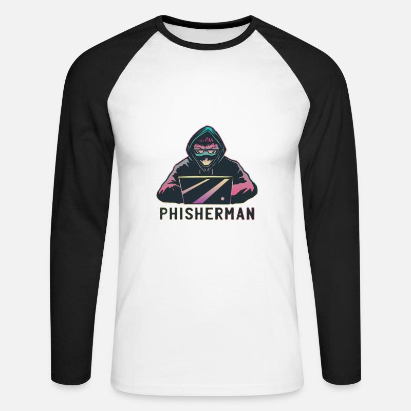 Hacker Phisherman Phishing Design als Geschenk - Unisex Baseballshirt langarm - Weiß/Schwarz
