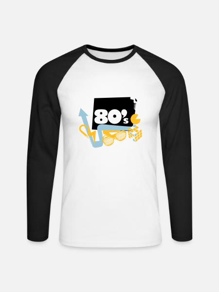 80s - Unisex Long Sleeve Baseball T-Shirt - white/black