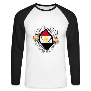 Ägypten Flagge Hurghada Afrika Ägyptische Fahne - Unisex Baseballshirt langarm - Weiß/Schwarz - Vorne - Nik (191cm)