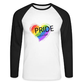 LGBT Rainbow Gay Pride Homo Lesbian Gay - Unisex Long Sleeve Baseball T-Shirt - white/black - Front - Nik (191cm)
