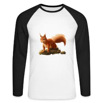 écureuil - T-shirt baseball manches longues Homme - blanc/noir - Devant - Nik (191cm)