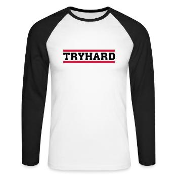 Tryhard - Unisex Baseballshirt langarm - Weiß/Schwarz - Vorne - Nik (191cm)