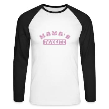 Le rose préféré de maman - T-shirt baseball manches longues Homme - blanc/noir - Devant - Nik (191cm)