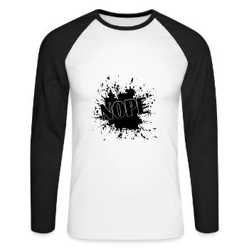 Nope - Unisex Baseballshirt langarm - Weiß/Schwarz - Vorne - Nik (191cm)