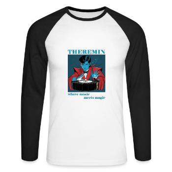 Theremin - Music is Magic - Unisex Long Sleeve Baseball T-Shirt - white/black - Front - Nik (191cm)