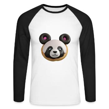 Panda Triple Donuts - Unisex Baseballshirt langarm - Weiß/Schwarz - Vorne - Nik (191cm)