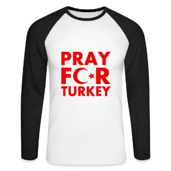 Pray for turkey - T-shirt baseball manches longues Homme - blanc/noir - Devant - Nik (191cm)