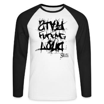 StayFuckingLoud 2 - T-shirt baseball manches longues Homme - blanc/noir - Devant - Nik (191cm)