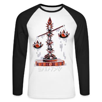 Negativer Kontostand - Unisex Baseballshirt langarm - Weiß/Schwarz - Vorne - Nik (191cm)