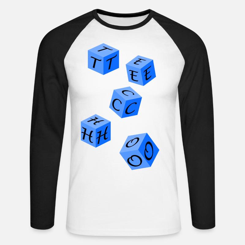Techno - Unisex Baseballshirt langarm - Weiß/Schwarz