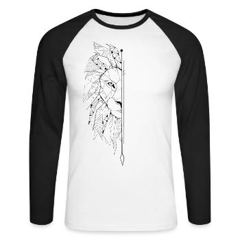 Lion voleur de chat à faible poly | Unisexe T-shirt - T-shirt baseball manches longues Homme - blanc/noir - Devant - Nik (191cm)