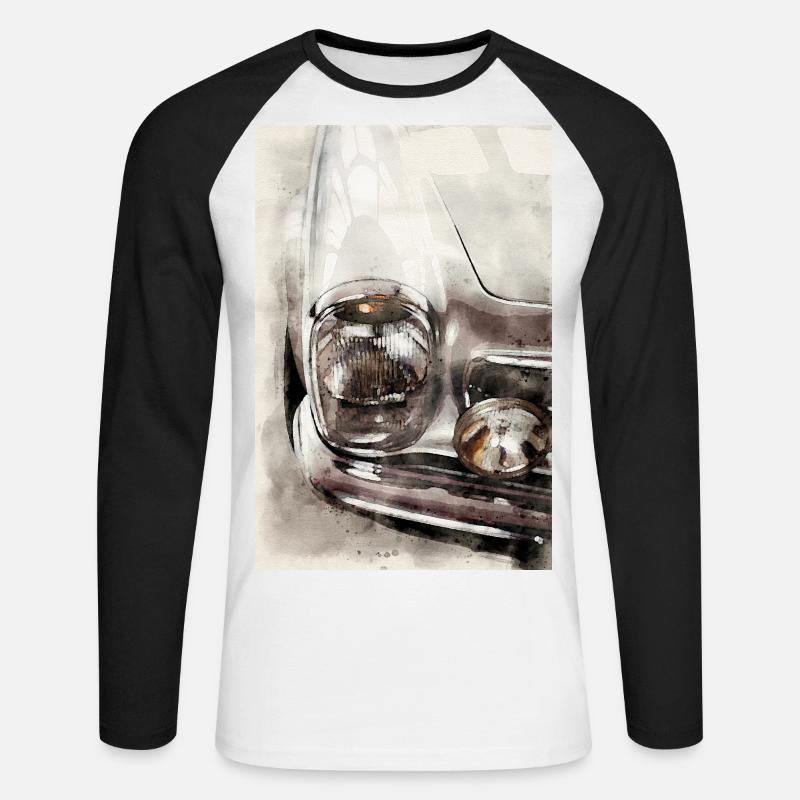 Pagode 280 SL W113 - Unisex Baseballshirt langarm - Weiß/Schwarz