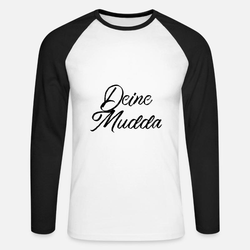 Deine Mudda - Unisex Baseballshirt langarm - Weiß/Schwarz