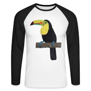 Toucan Jungle Rainforest - Unisex Long Sleeve Baseball T-Shirt - white/black - Front - Nik (191cm)