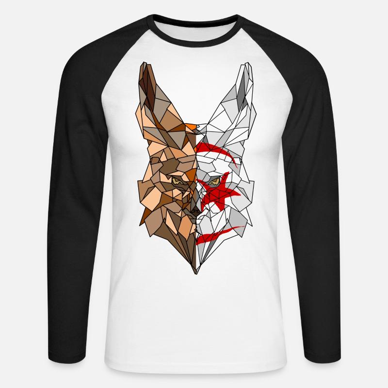 Fennec Polygone Flagge von Algerien - Unisex Baseballshirt langarm - Weiß/Schwarz