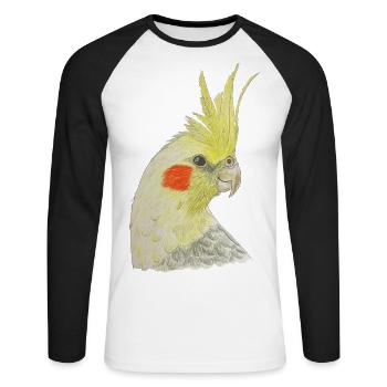 cockatiel yellow cockatoo bird ornithology - Unisex Long Sleeve Baseball T-Shirt - white/black - Front - Nik (191cm)