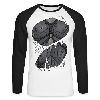 Sci Fi Fantasy Hero Armor - Unisex Baseballshirt langarm - Weiß/Schwarz - Vorne - Nik (191cm)