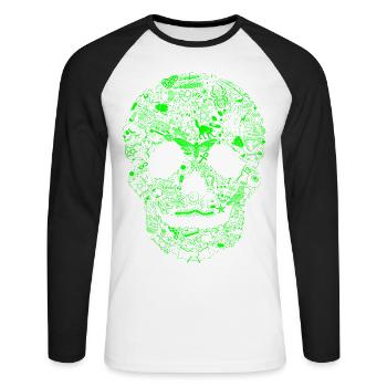 Gothique Skull Goth Style Dark Heavy Metal WGT - T-shirt baseball manches longues Homme - blanc/noir - Devant - Nik (191cm)