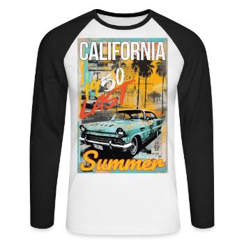 California by ART8NS - Art ON Streetwear - Unisex Long Sleeve Baseball T-Shirt - white/black - Front - Nik (191cm)