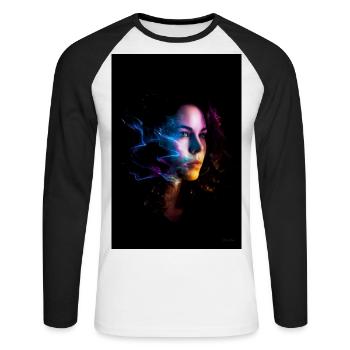 Sensuelle 5 - T-shirt baseball manches longues Homme - blanc/noir - Devant - Nik (191cm)